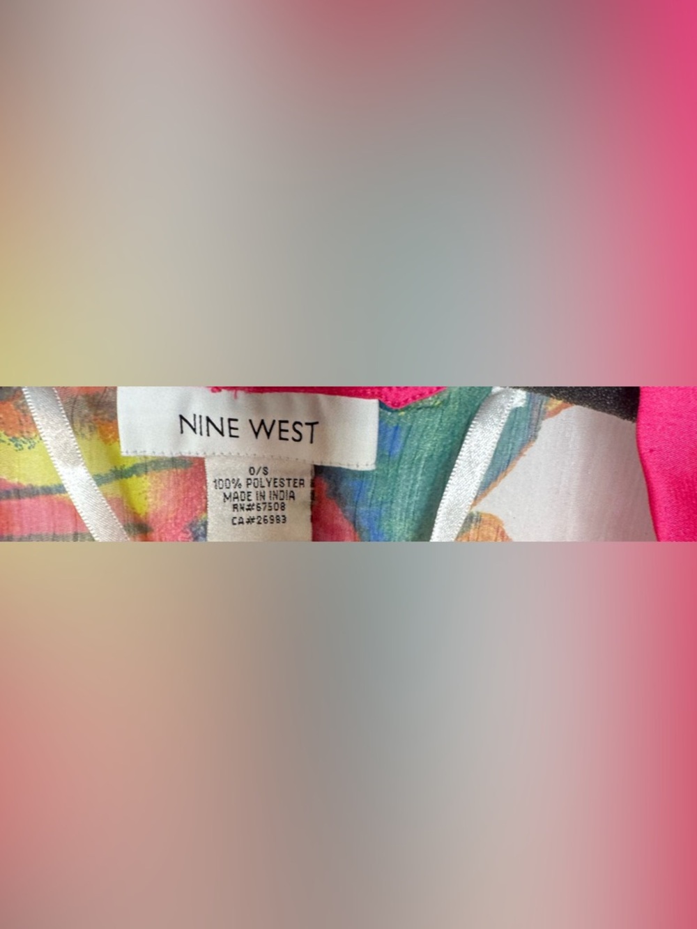 Nine West Multicolor Floral open-front Kimono cardigan w/ satin Accent summer - Picture 3 of 5